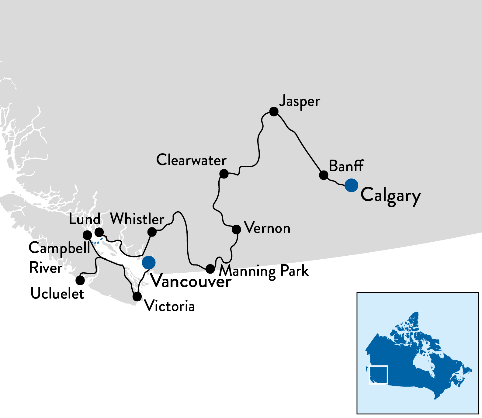 British Columbia - Alberta - CA05 het beste van het westen (goede kaart)